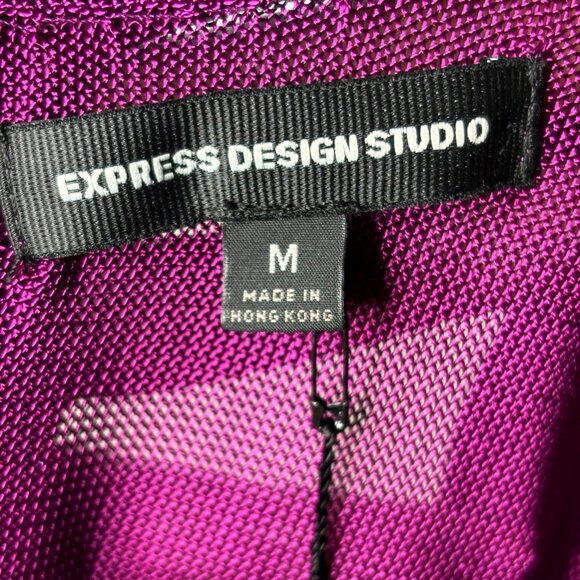 NWT Express Women's Sz M Plum Cowl Neck Metallic Sheer Layer-able Blouse (1524) - Picture 6 of 6